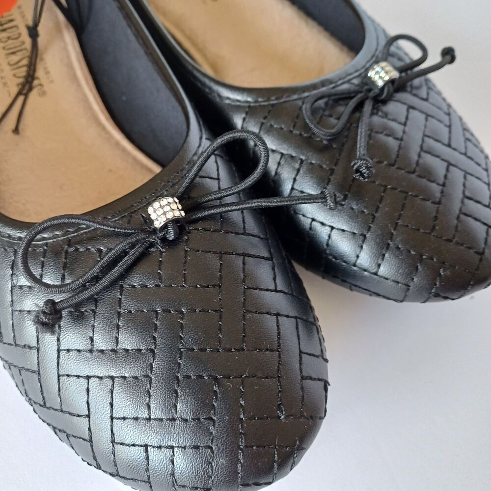 Harborsides Womens Black Low Top Memory Foam Slip On Size 7 Ballet Shoes